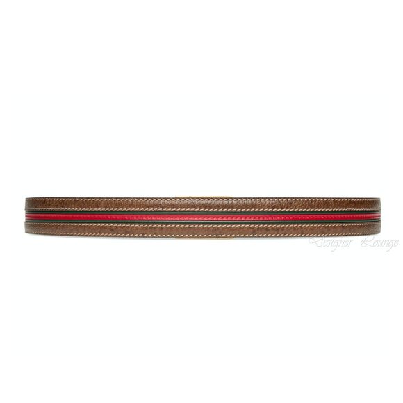 NEW GUCCI Men's Brown Leather WEB Stripe Gold GG Logo Buckle Belt Size 115 - Picture 8 of 12